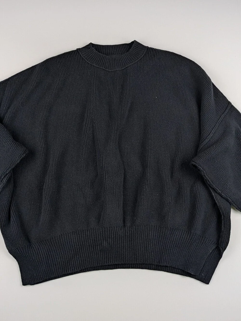 Free People Chunky Knit Sweater XS Charcoal Whimsigoth Grungecore Boho Oversized